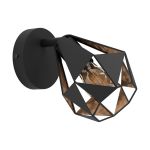 Eglo Luce Da Parete Carlton 7 Acciaio Nero Rame | IP20 - Adatto per 1x E27